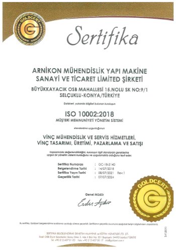 Certificat ISO 10002-2014